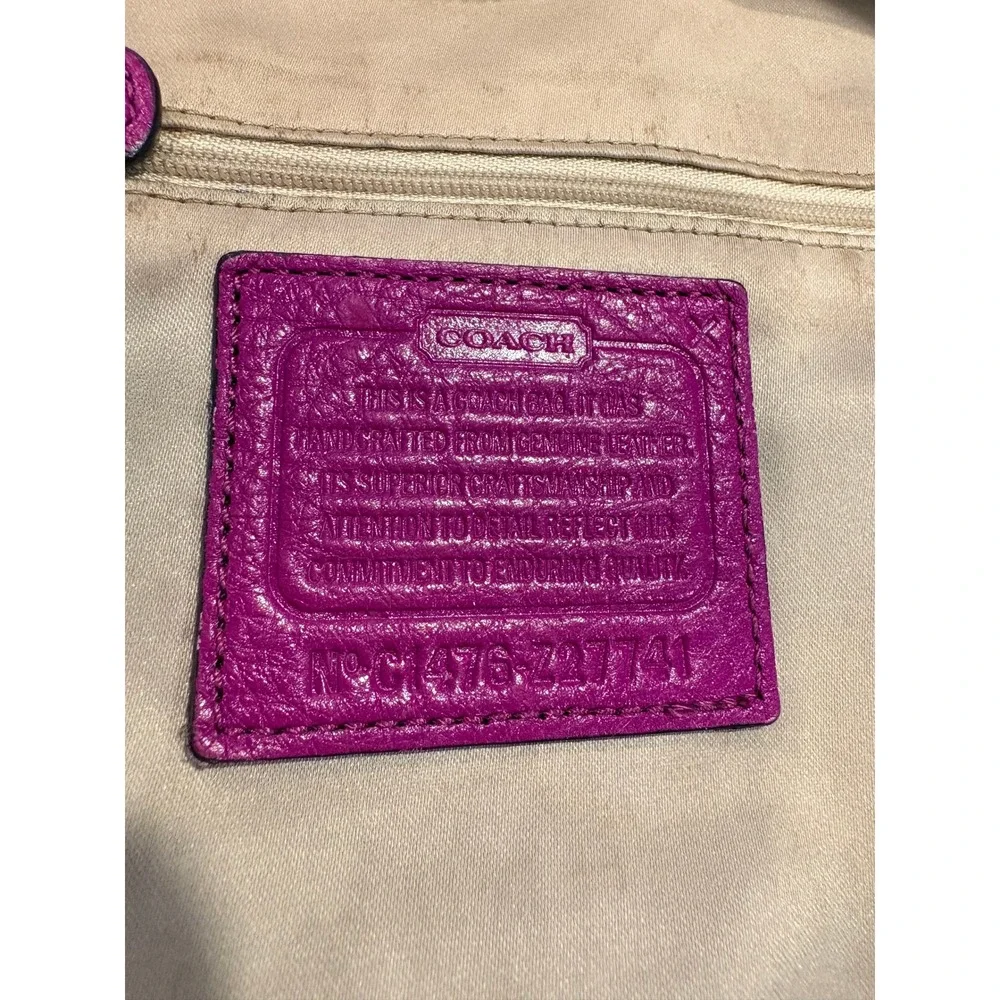 Coach Magenta Pink Leather Hobo Shoulder Bag Silver Hardware 27741